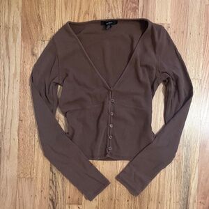 Brown Button Top